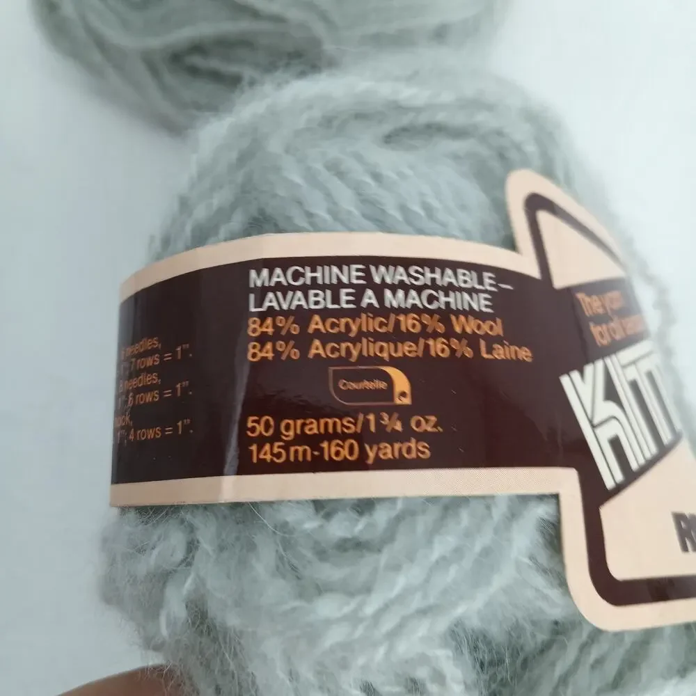 Vintage Reynolds Kitten Yarn 2 Skeins Balls Acrylic Wool 50g 160yd Each Gray